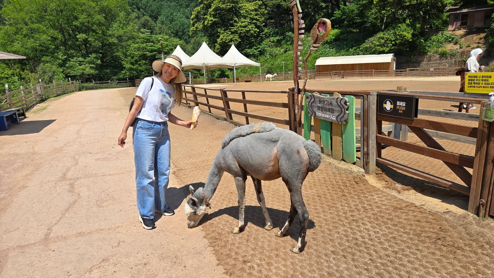 She made friends with every animal in the park. I just carried the bags.
