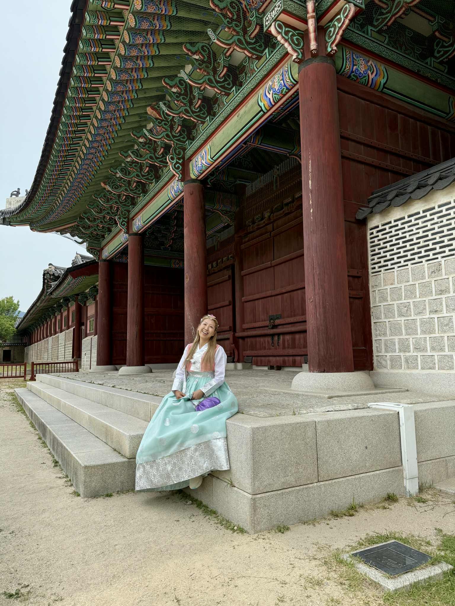 Looking up at the palace architecture. A perfect Seoul moment.