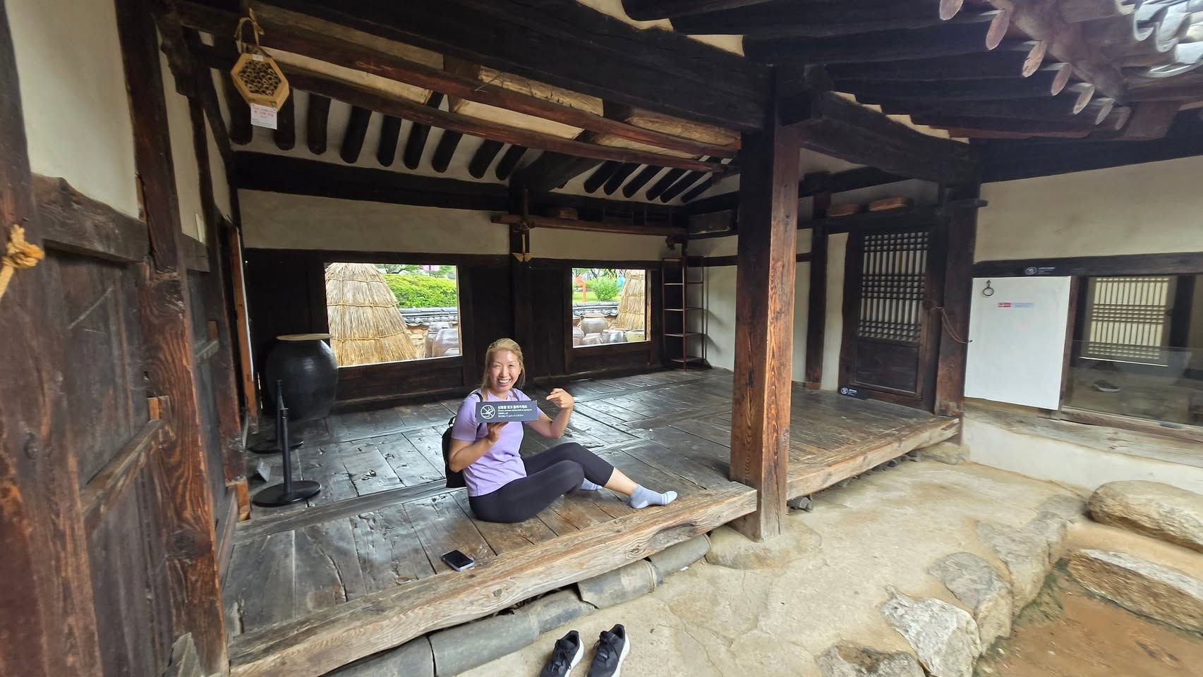 Relaxing at a traditional Korean house. She fits right in.